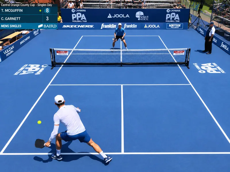 Đánh đơn Pickleball đơn giản hơn khi điểm số quyết định trực tiếp vị trí giao bóng bên phải hoặc bên trái.