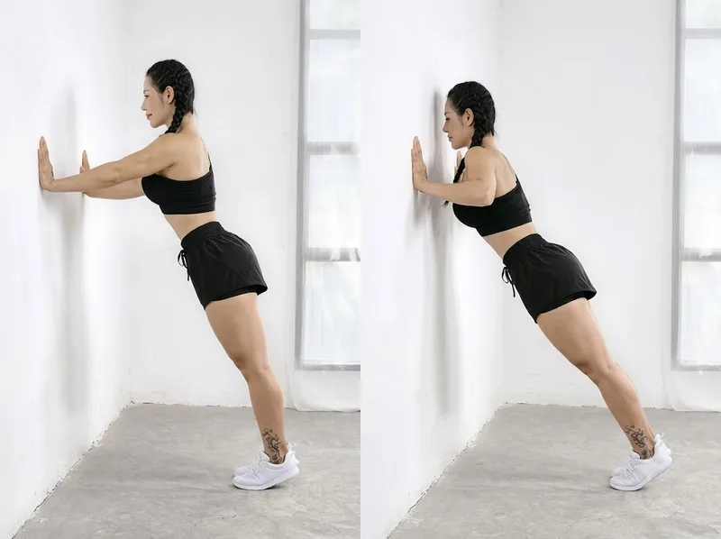 Chống đẩy vào tường giúp người mới rèn luyện cơ ngực, vai và tay sau