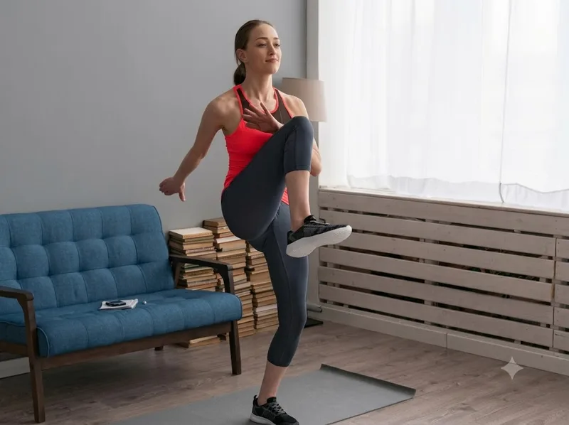 Chạy nâng cao gối tại chỗ giúp rèn sức bền và vận động cơ chân