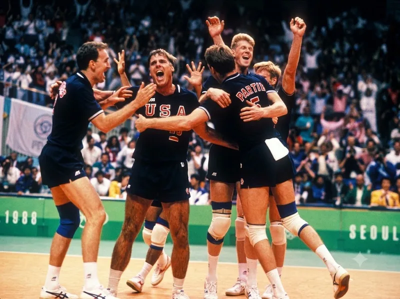 Karch Kiraly giành hai HCV Olympic bóng chuyền trong nhà năm 1984 và 1988